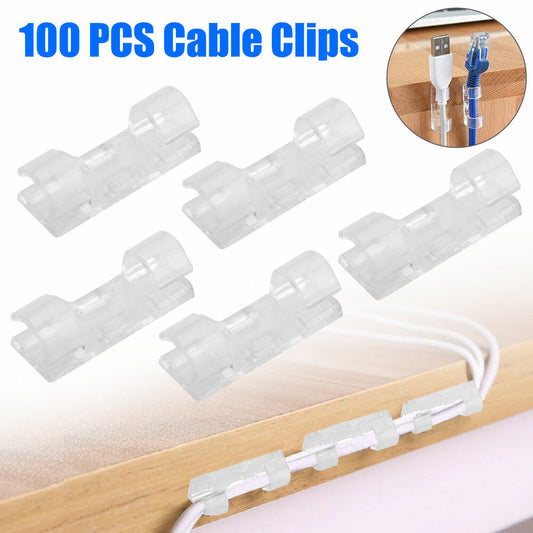 100Pcs Cable Clips Self-Adhesive Tie Cord