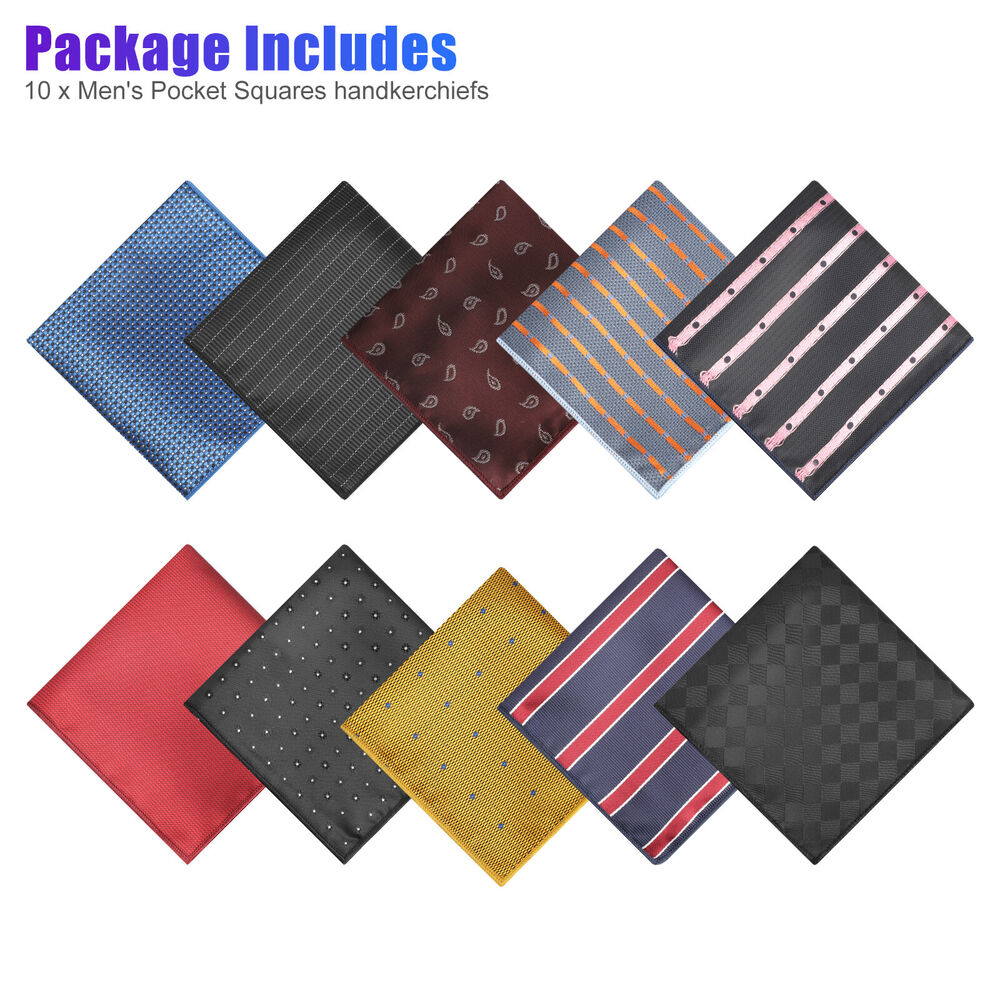10pcs Colorful Men's Pocket Squares