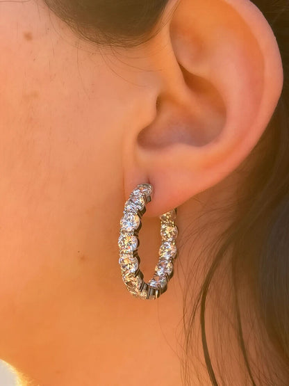 18k White Gold Plated Hoop Earrings
