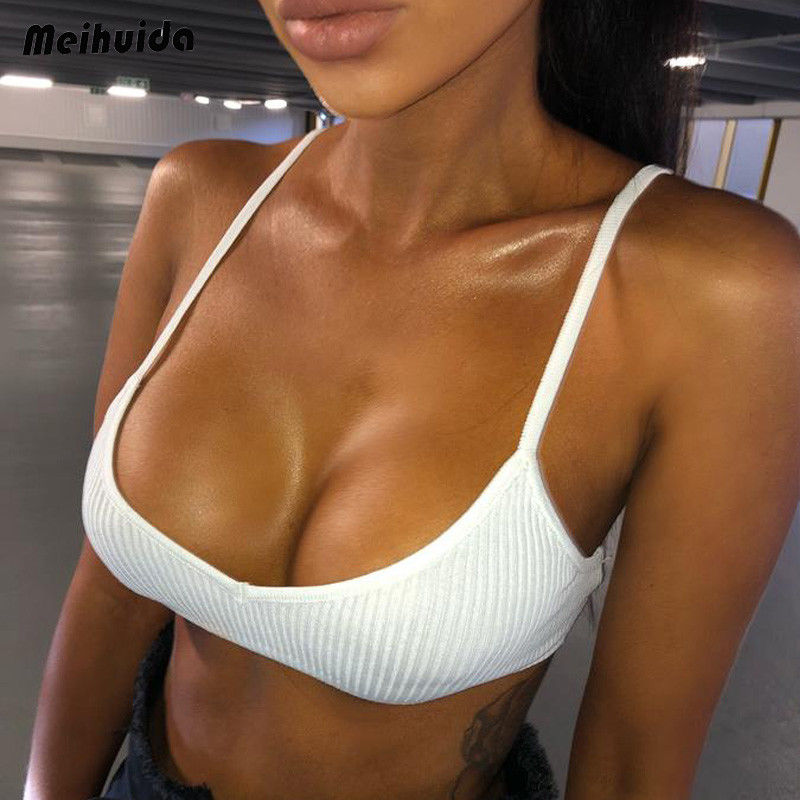 Women Summer Strappy V Neck Crop Top