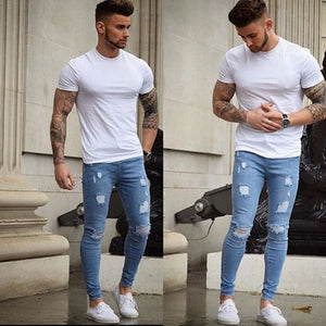 Men's Long Straight Leg Slim Fit Jeans
