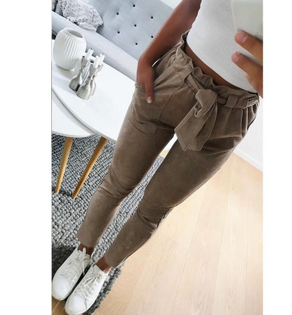 Women suede pants