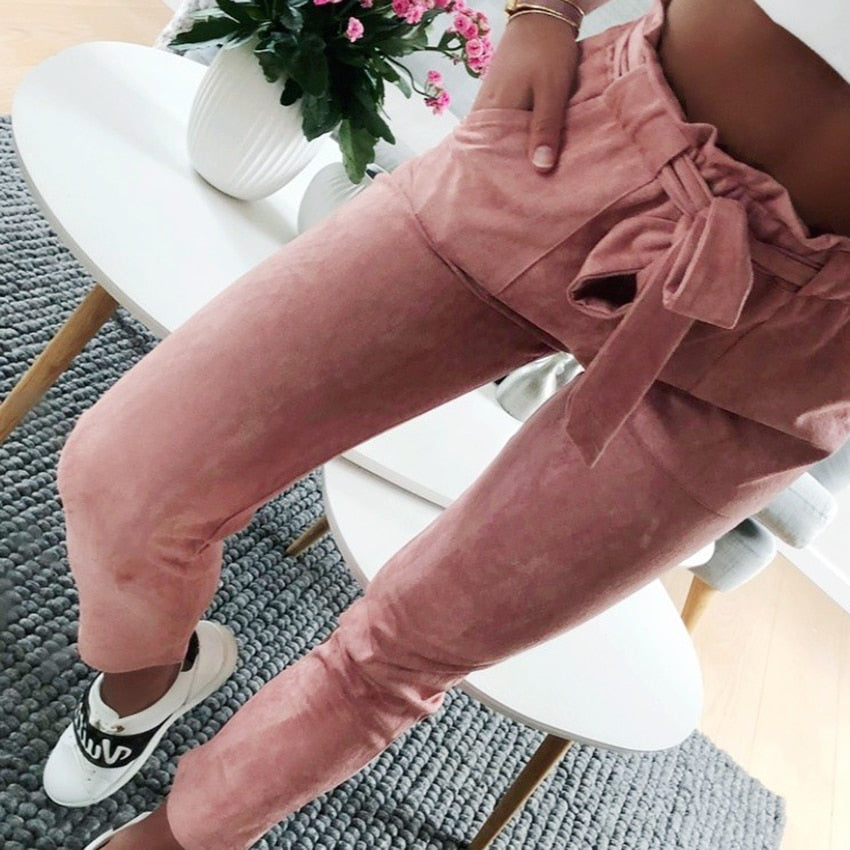 Women suede pants