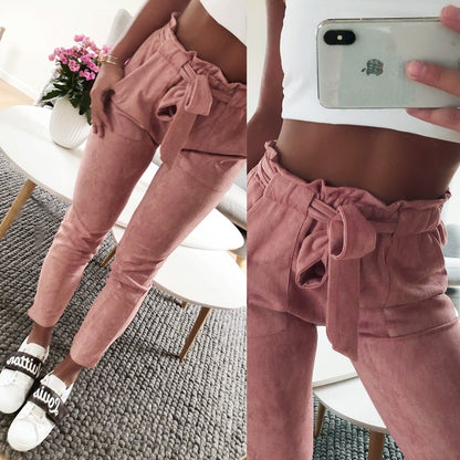 Women suede pants