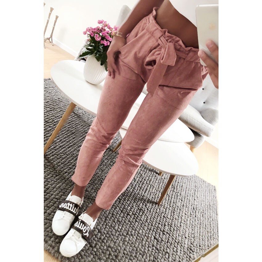 Women suede pants