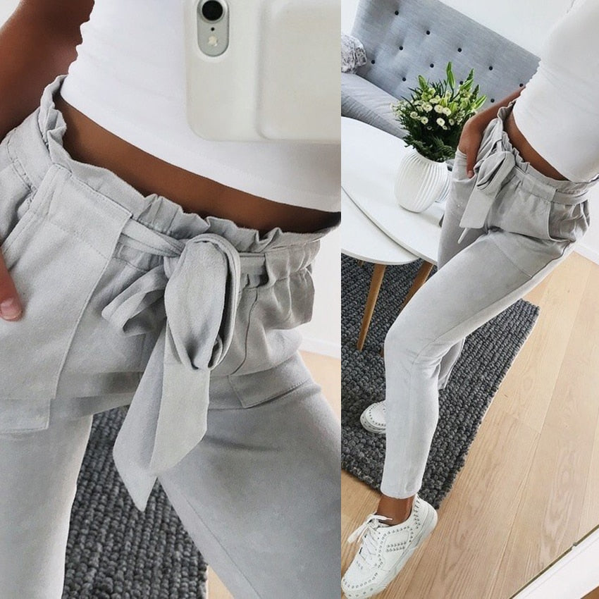 Women suede pants