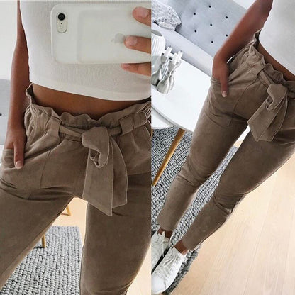 Women suede pants