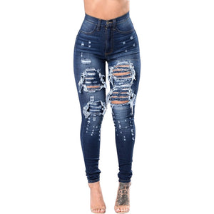 Stretchy Blue Ripped Jeans