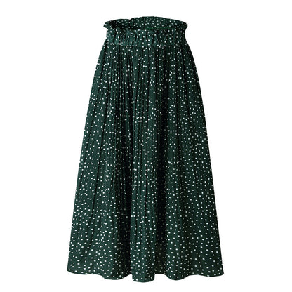 Print Pockets High Waist Pleated Maxi Skirt