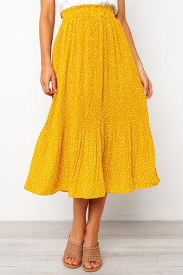 Print Pockets High Waist Pleated Maxi Skirt