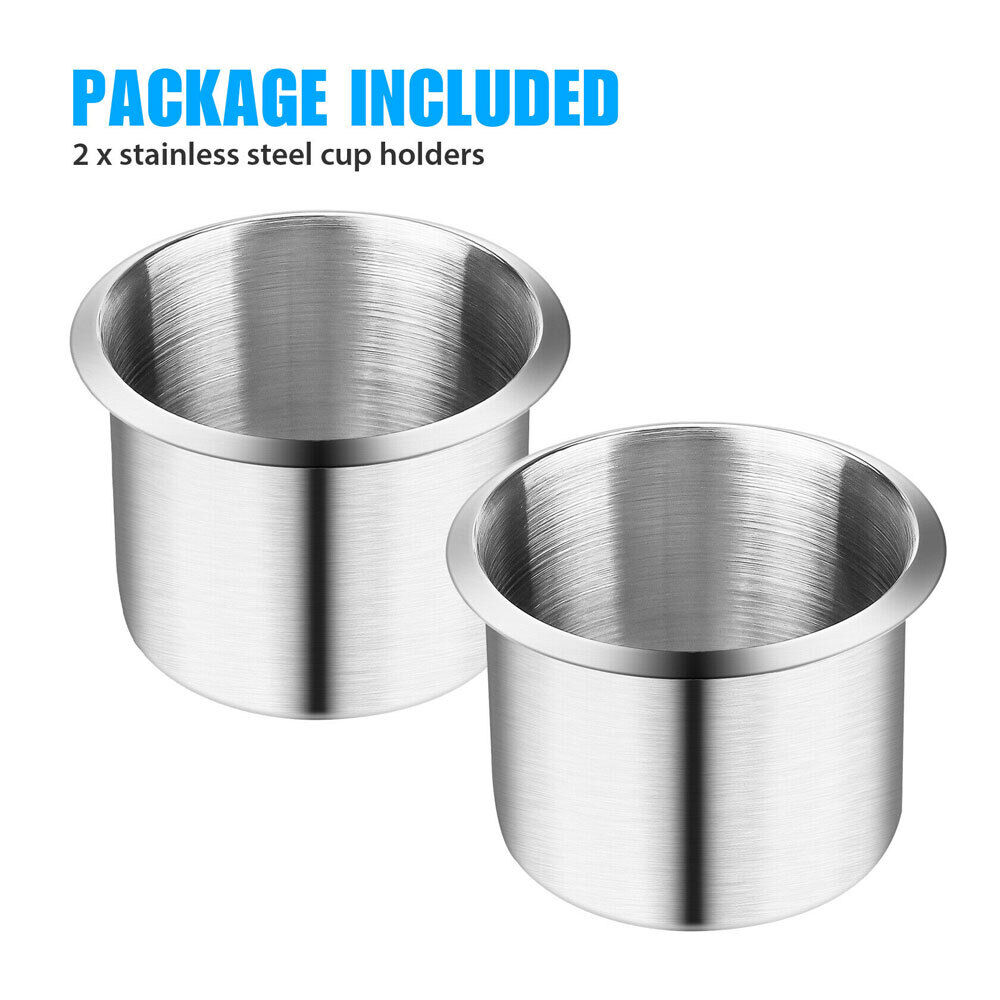 2x Stainless Steel Cup Drink Holders
