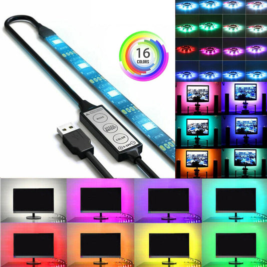 3.3ft USB 5050 RGB LED Bias Strip Lights