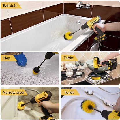 3 PCS Drill Brushes Set Tile Grout Power Scrubber