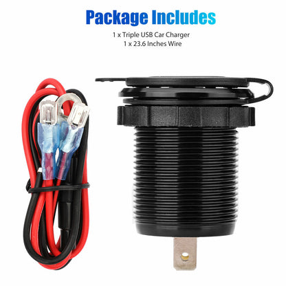 3 USB QC3.0+PD 3.0 12V-24V LED Car Fast Charger