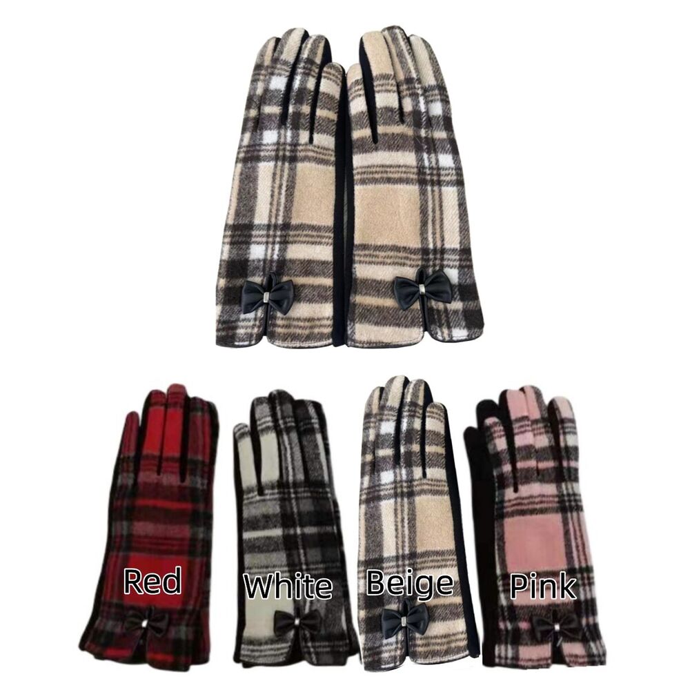 3pairs Women's Winter Warm Texting Touch Screen Winter Plaid Gloves