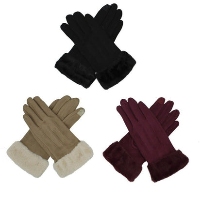 3pairs Women's Winter Warm Winter Suede Gloves