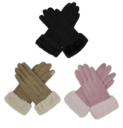 3pairs Women's Winter Warm Winter Suede Gloves