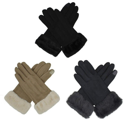 3pairs Women's Winter Warm Winter Suede Gloves