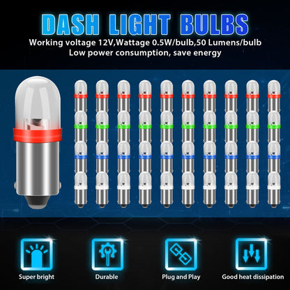 40X BA9S 1815 1816 1445 1895 LED Car Interior Instrument Dash Panel Light Bulbs