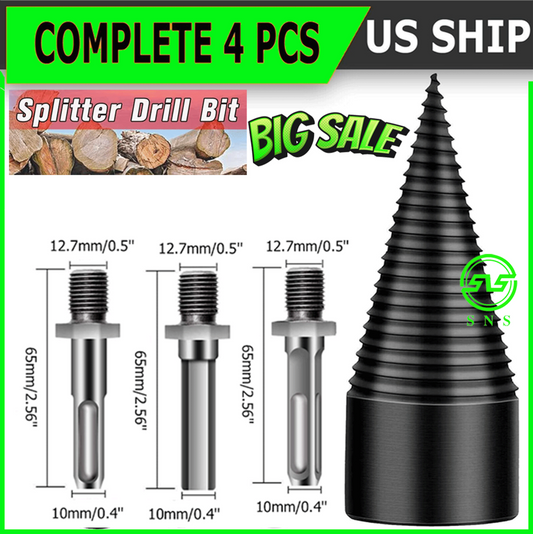 4x WOOD Splitter Drill Bit High Speed Twist Firewood