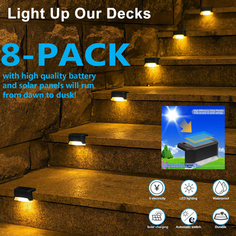 8 Solar Deck Lights