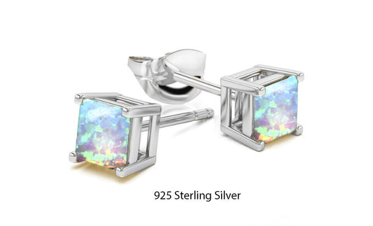 925 Sterling Silver 6mm Princess Earrings