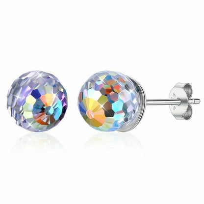 Disco Ball Round Crystal Stud Earrings