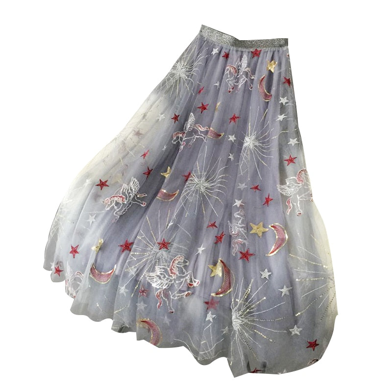 High Waist Stars Long Skirts