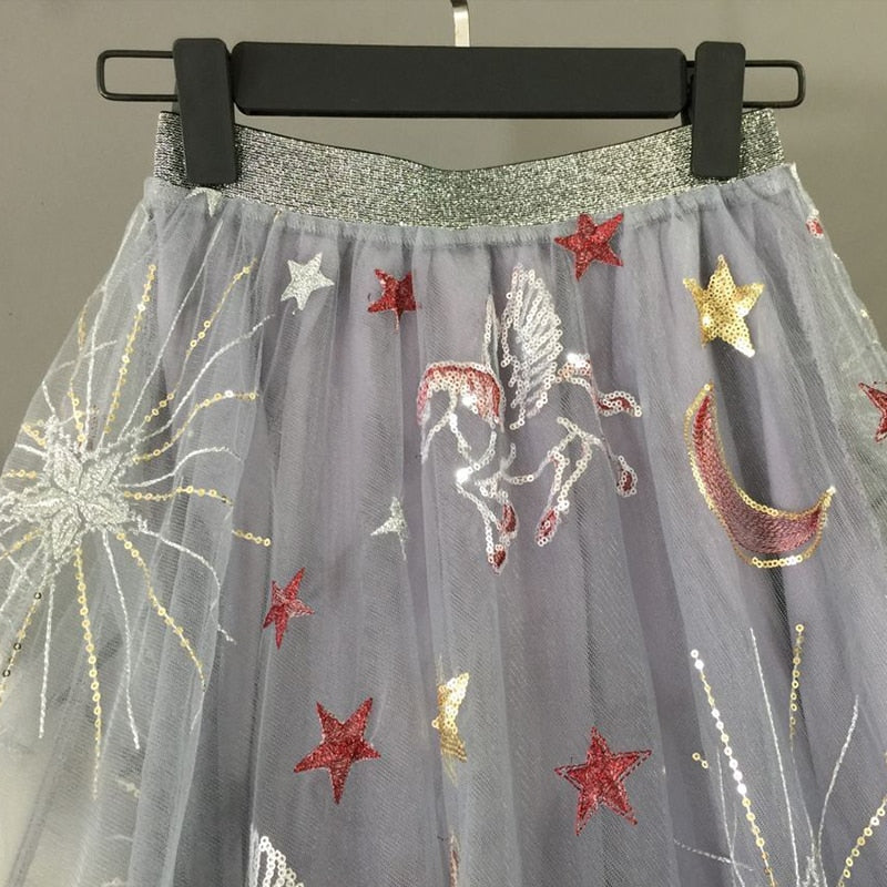 High Waist Stars Long Skirts