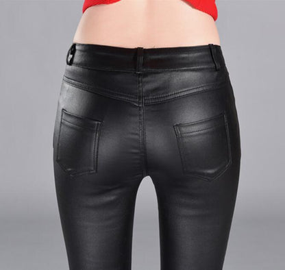 Winter women leather pants