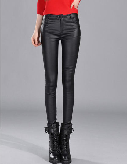 Winter women leather pants