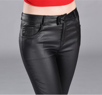 Winter women leather pants