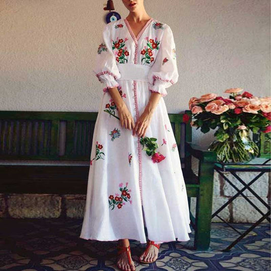 white floral embroidered Dress