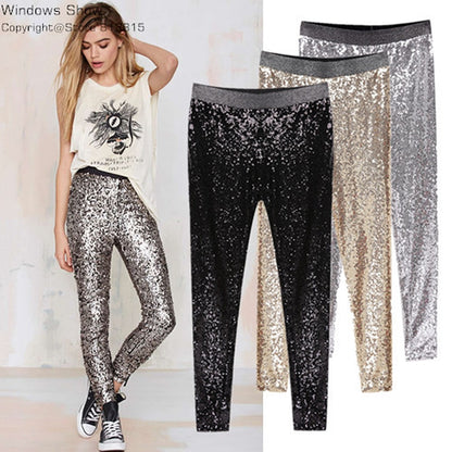 Women Sparkle Metallic Pants