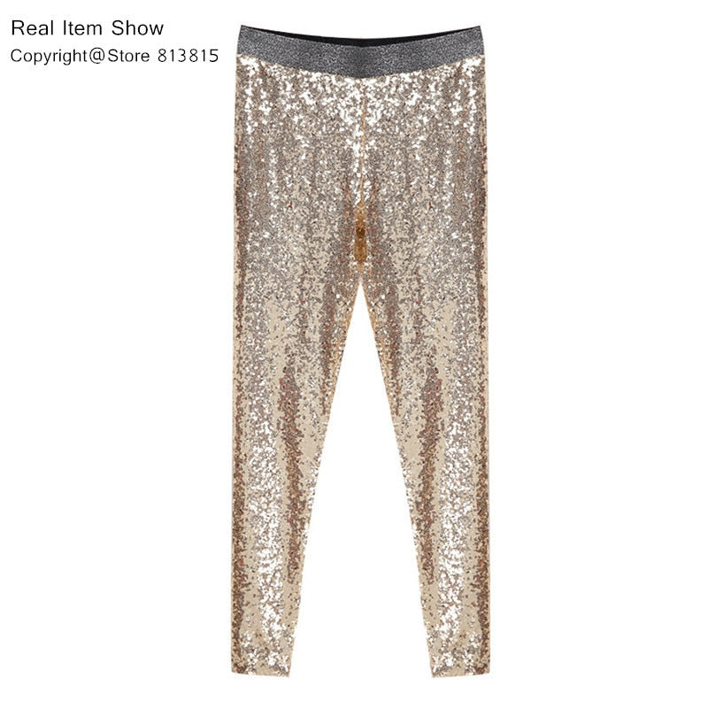 Women Sparkle Metallic Pants