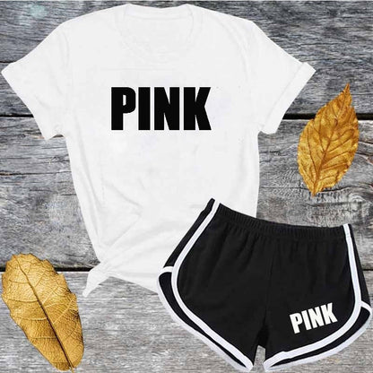 Cute Pink Letter Tracksuit Set