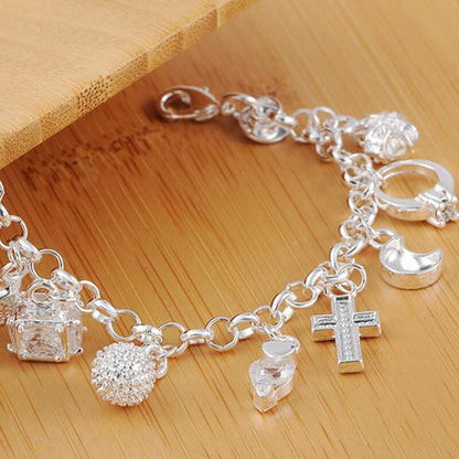 S925 Silver Plated Thirteen Piece Hanging Bracelet - A Perfect Valentine's Day Gift for Her