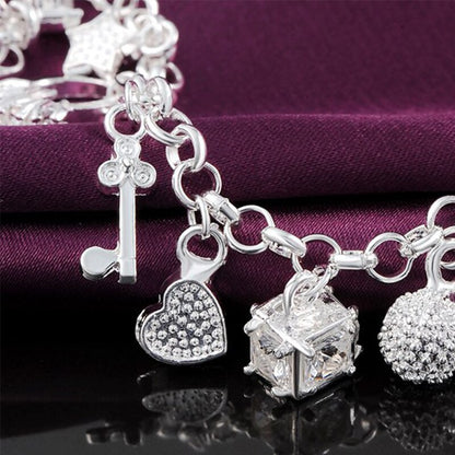 S925 Silver Plated Thirteen Piece Hanging Bracelet - A Perfect Valentine's Day Gift for Her