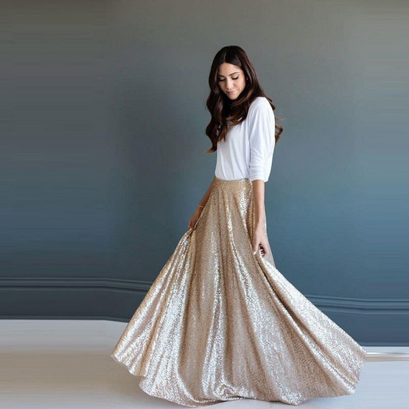 Sequins Maxi Long Skirts