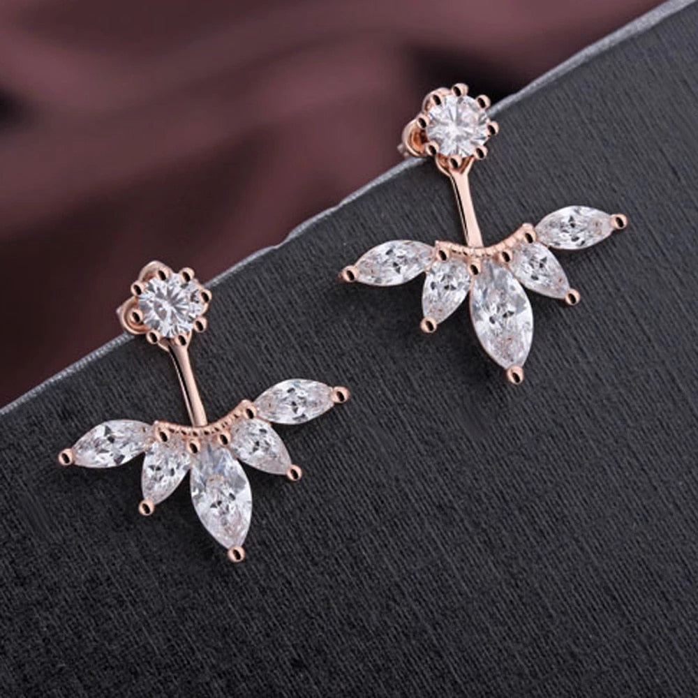 Gold Plated Leaf Crystal Earrings