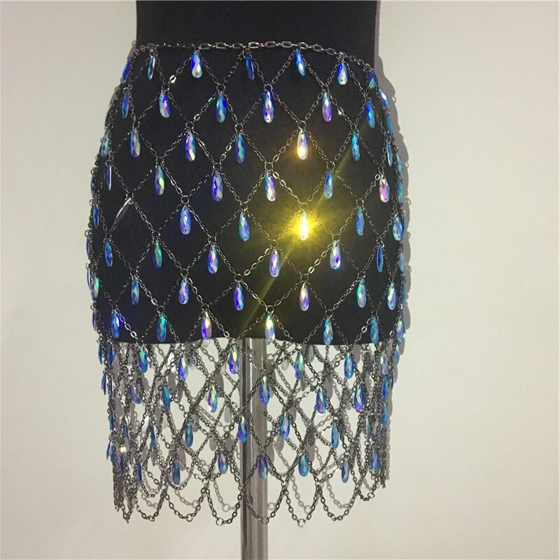 Festival Queen boho crystal sequin mini skirts