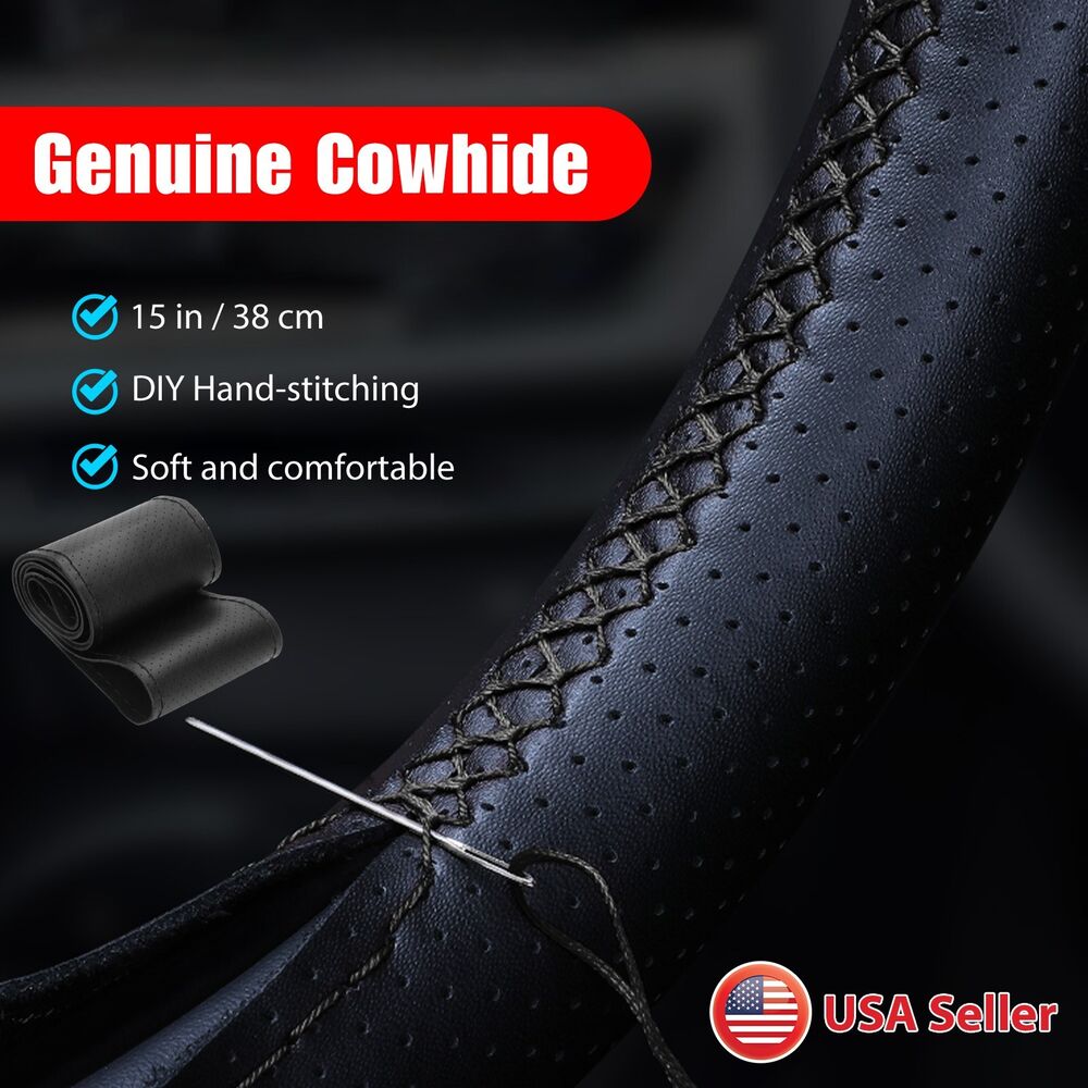 Genuine Leather DIY Car Steering Wheel Cover