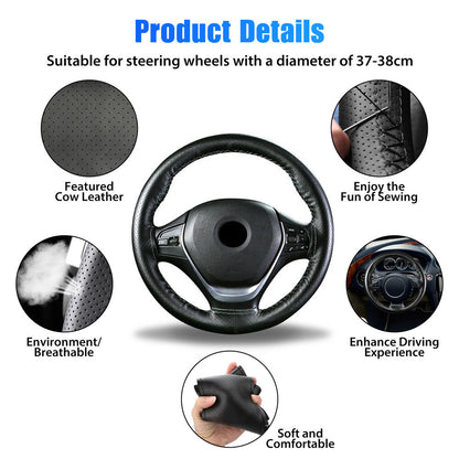 Genuine Leather DIY Car Steering Wheel Cover