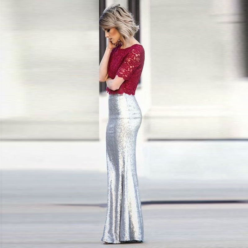 High Waist Mermaid Sequins Long Skirts