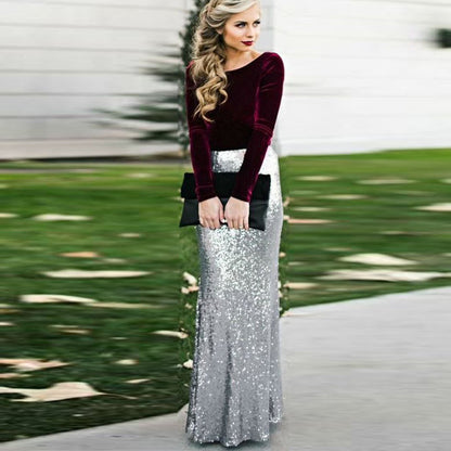 High Waist Mermaid Sequins Long Skirts