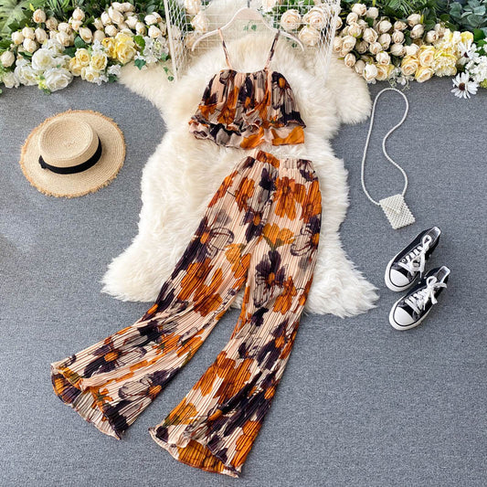 Vacation Style Printed Two-piece Casual Sets