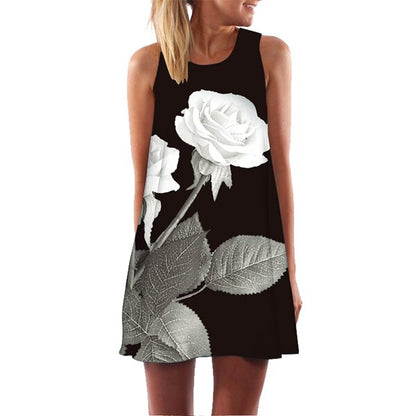 Women 3D Floral Print Short Dress