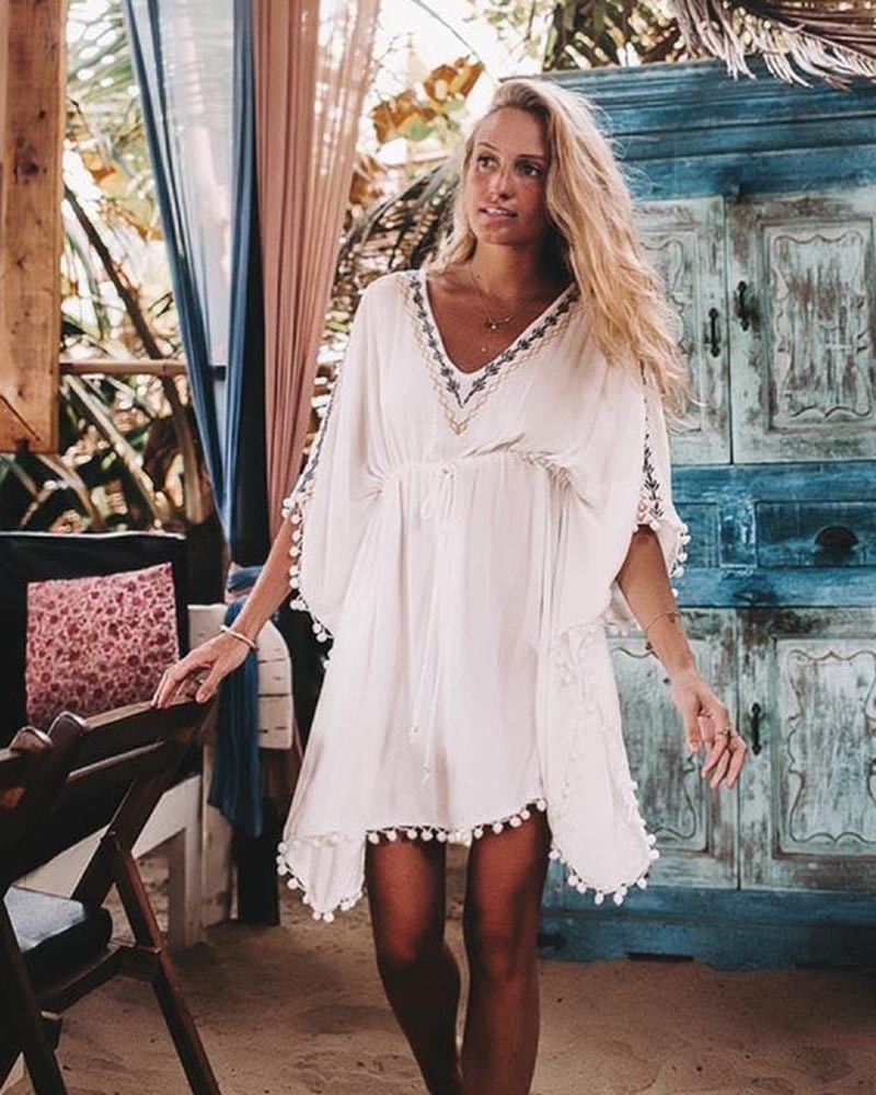 White Knitted Beach Cover up