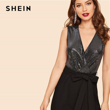 Vintage Sequin Bodice Wrap Jumpsuit