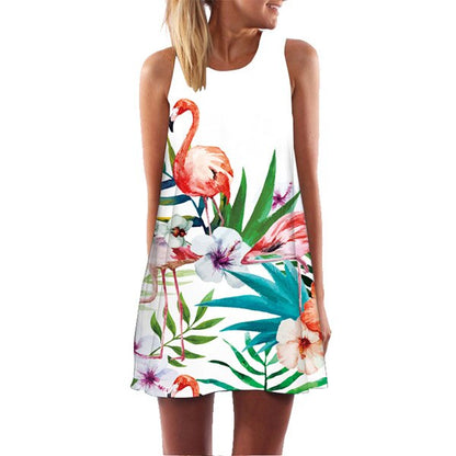 Women 3D Floral Print Short Dress